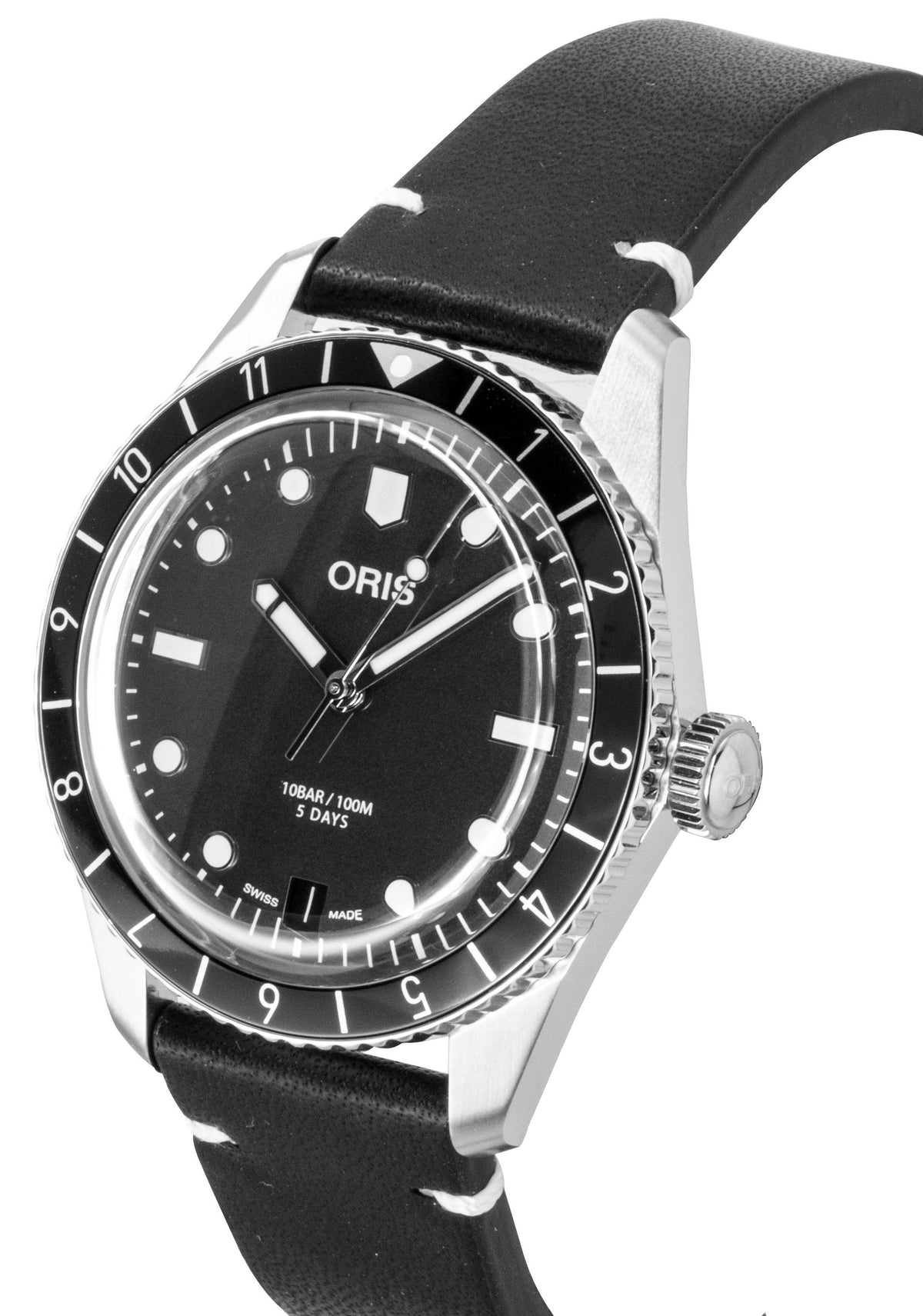 Oris Divers Sixty Five 12H Leather Strap Black Dial Automatic 01 400 7772 4054-07 5 20 82 100M Men's Watch