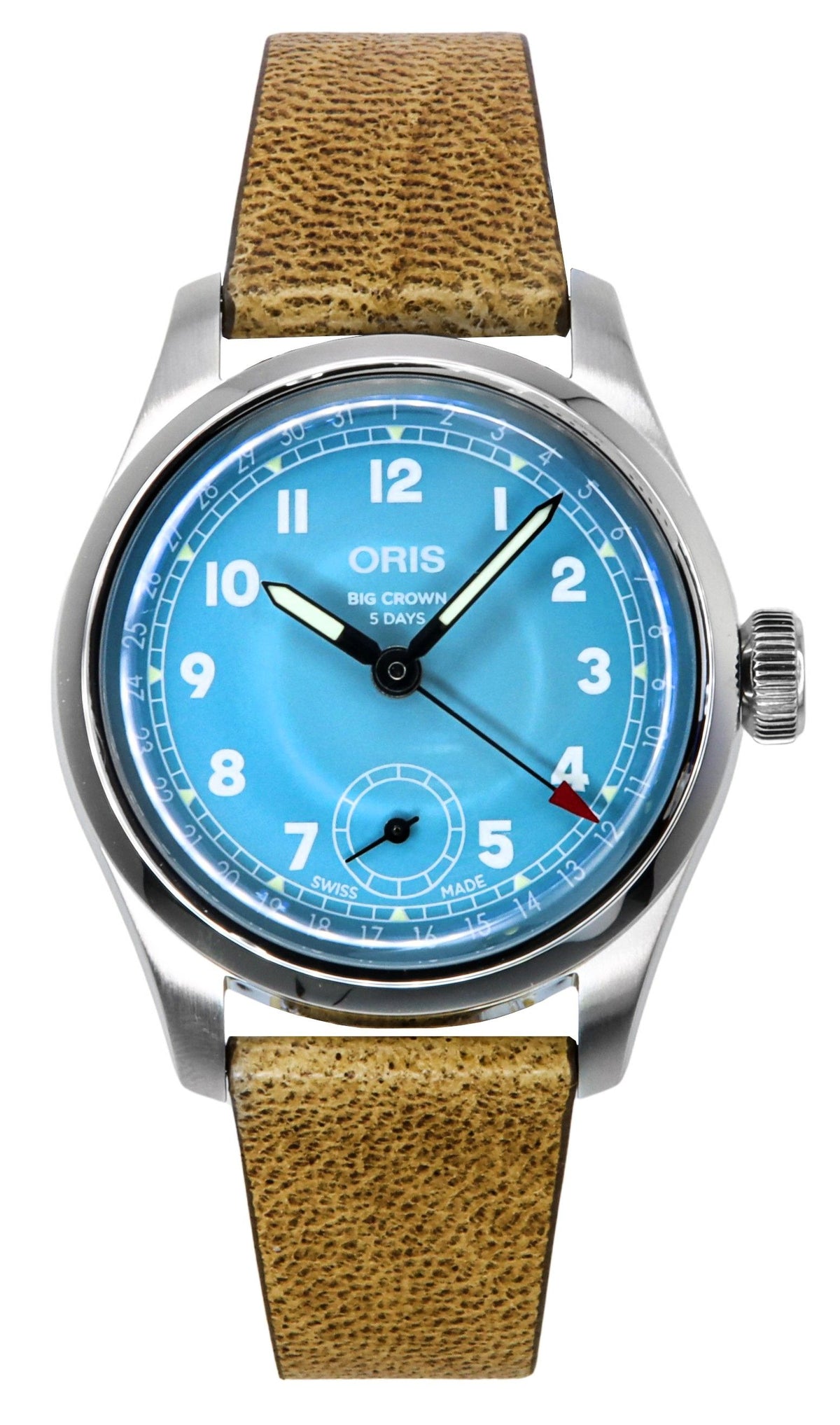 Oris Big Crown Pointer datum lederen band blauwe wijzerplaat automatisch 01-473-7786-4065-07-5-19-22FC herenhorloge