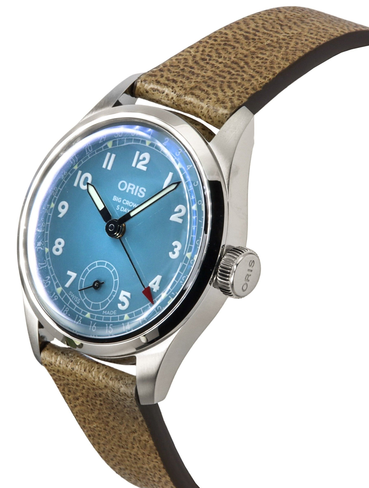 Oris Big Crown Pointer datum lederen band blauwe wijzerplaat automatisch 01-473-7786-4065-07-5-19-22FC herenhorloge