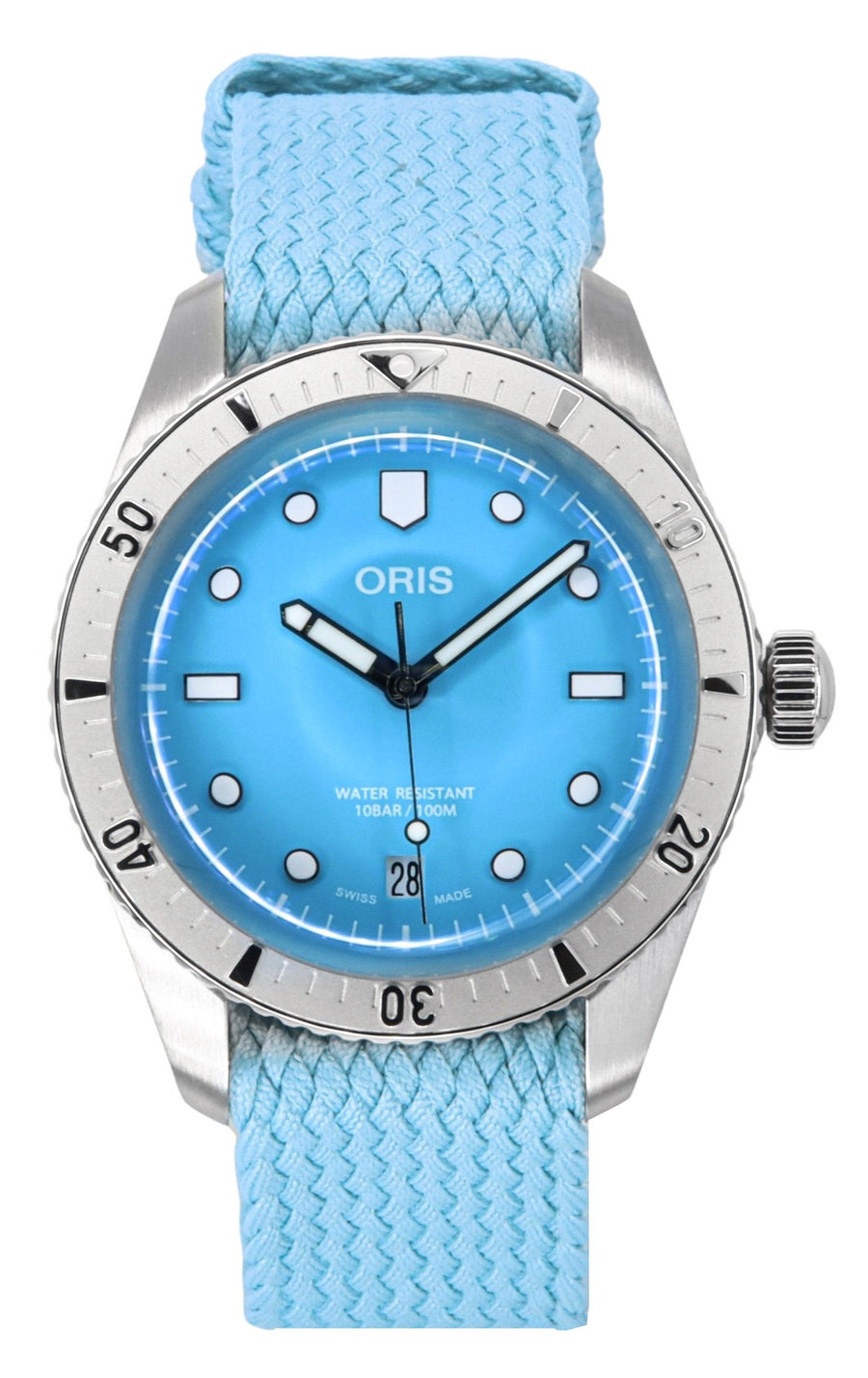 Oris Divers Sixty-Five Cotton Candy Textilarmband Blaues Zifferblatt Automatik 01-733-7771-4055-07-3-19-02S 100M Unisex Uhr