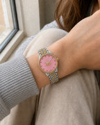 Gucci G-Timeless 29 mm Pink Bee Seconds-Hand Watch YA1265030 worn on wrist