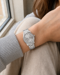 Gucci G-Timeless YA1265031 silver bee dial watch worn on wrist