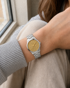 Gucci G-Timeless 32 mm Gold Bee Dial Watch YA1265035 worn on wrist
