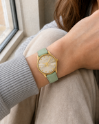 Gucci G-Timeless 29 mm Gold Bee Dial Watch YA1265040 worn on wrist