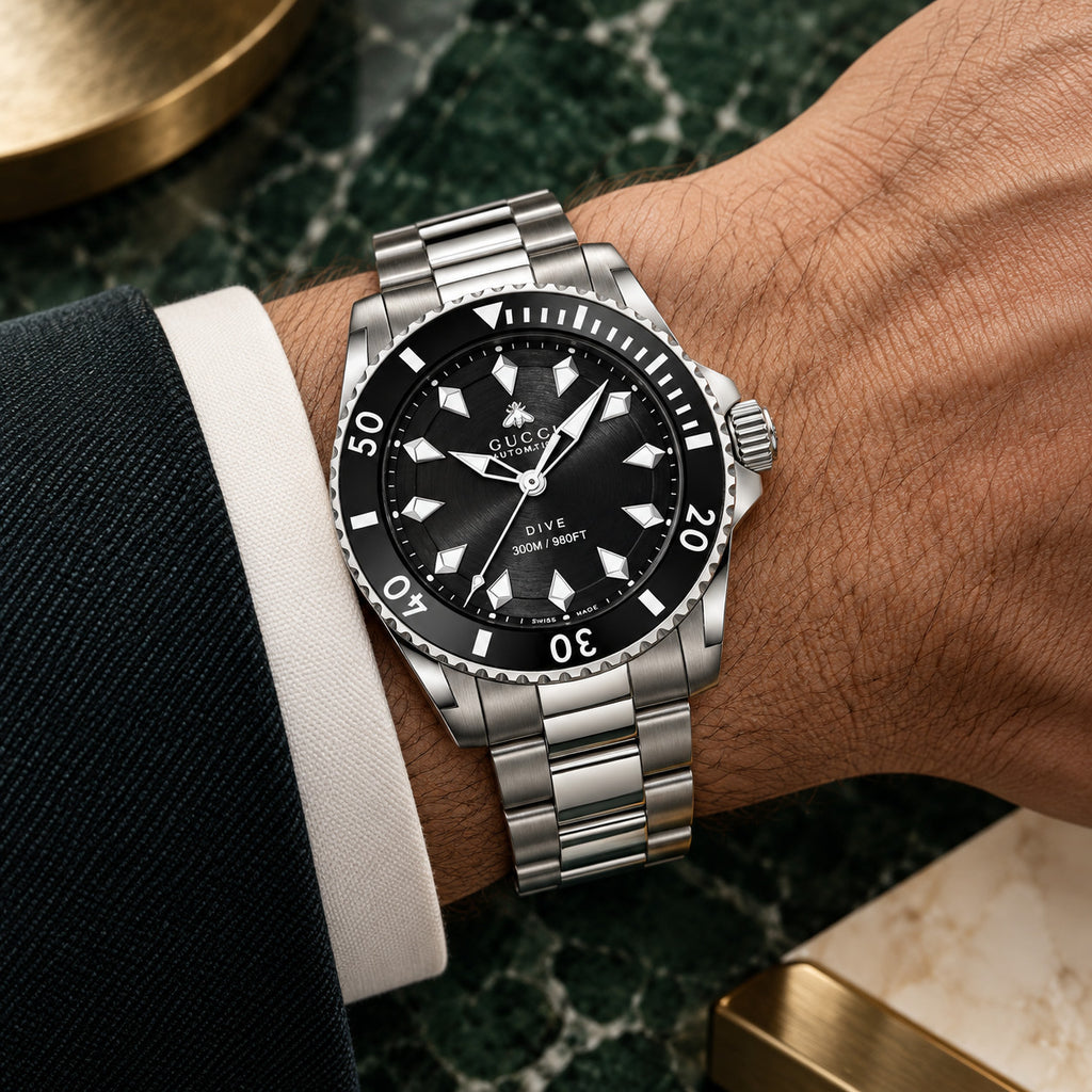 Gucci Dive 40 mm Black sunburst Watch – YA136353