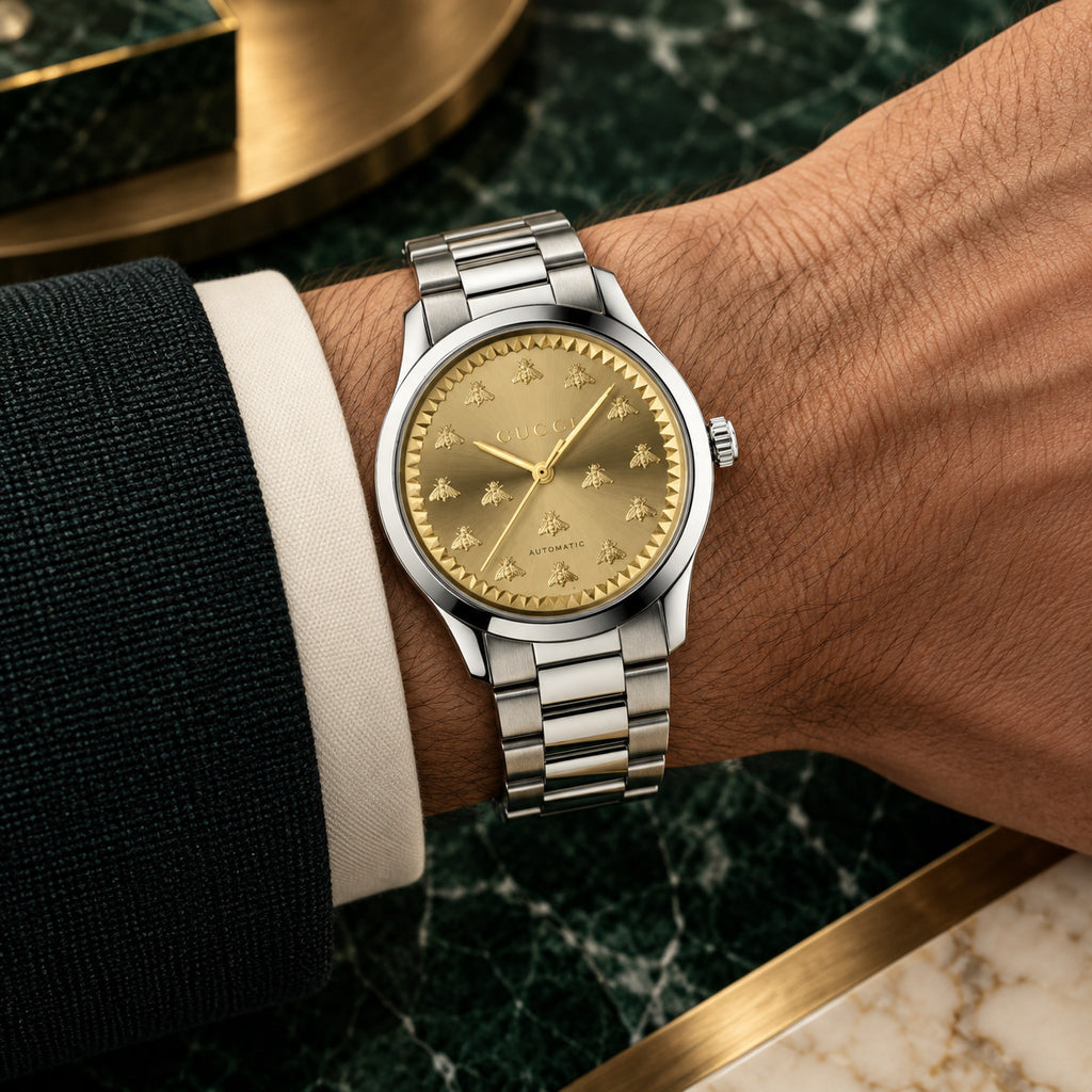 Gucci G-Timeless Multi-Bee 38 mm Champagne-gold with bee motifs Watch – YA1264191
