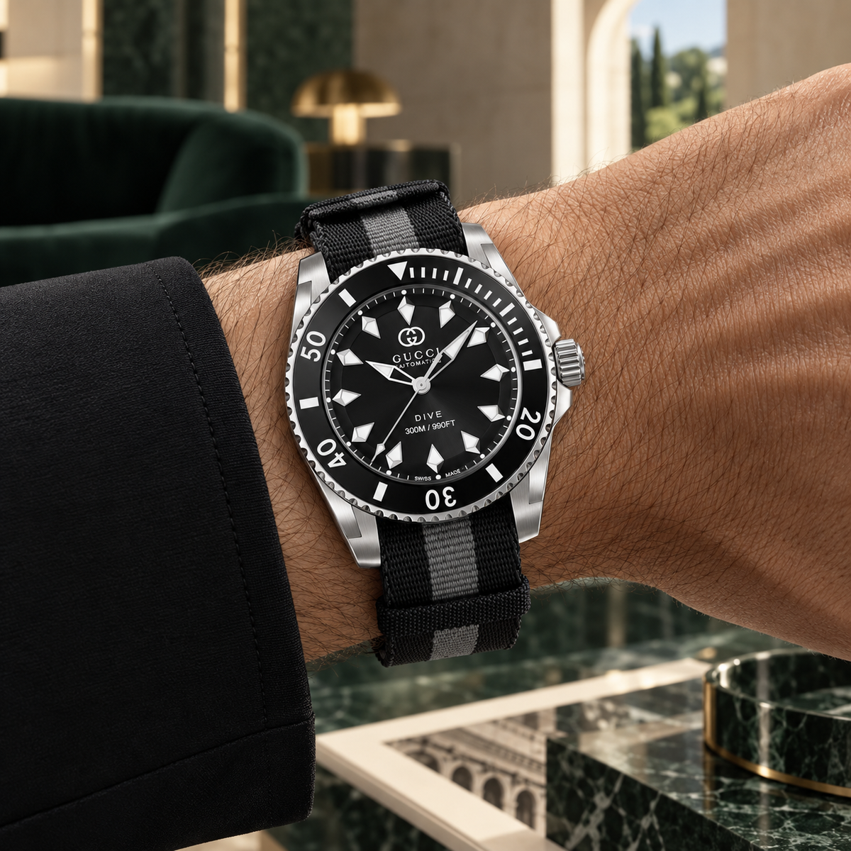 Gucci Dive Automatic 40mm Black Nylon Men’s Watch – YA136365