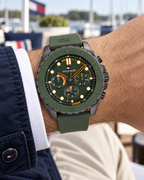 Tommy Hilfiger Morgan Men's Multifunction Watch – Green Silicone Strap, 48mm – 1710688 – On-wrist hero