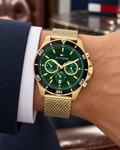Tommy Hilfiger Jordan 1792093 gold mesh watch on wrist