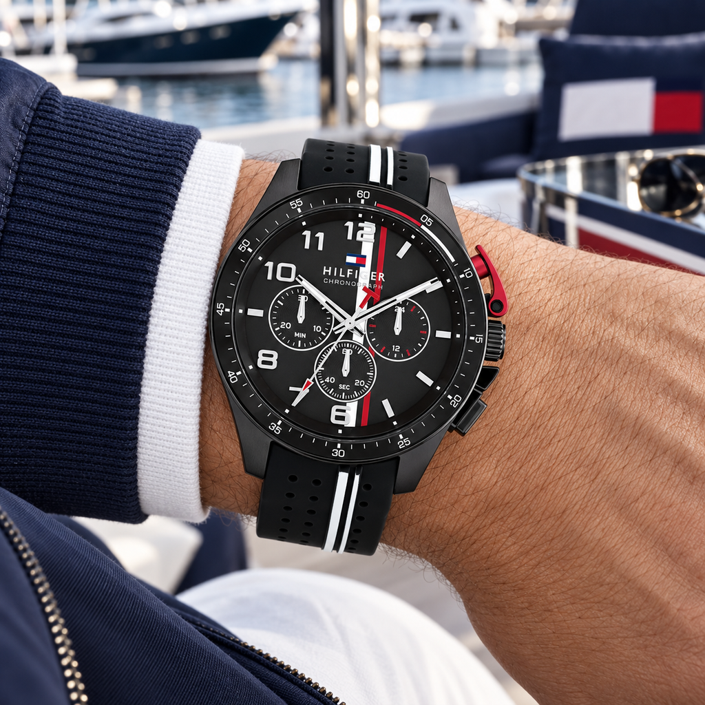 Tommy Hilfiger Bank Chronograph 1792168 men's watch on wrist