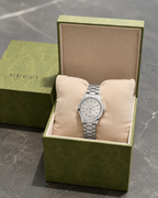 Gucci G-Timeless 32 mm Silver Bee Dial Watch YA1265031 presented with packaging