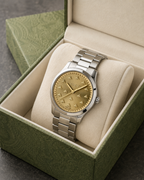 Gucci G-Timeless 32 mm Gold Bee Dial Watch YA1265035 presented with packaging