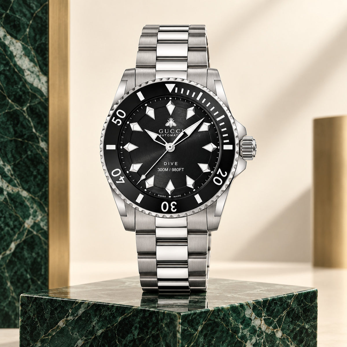 Gucci Dive 40 mm Zwart zonnestraalhorloge – YA136353