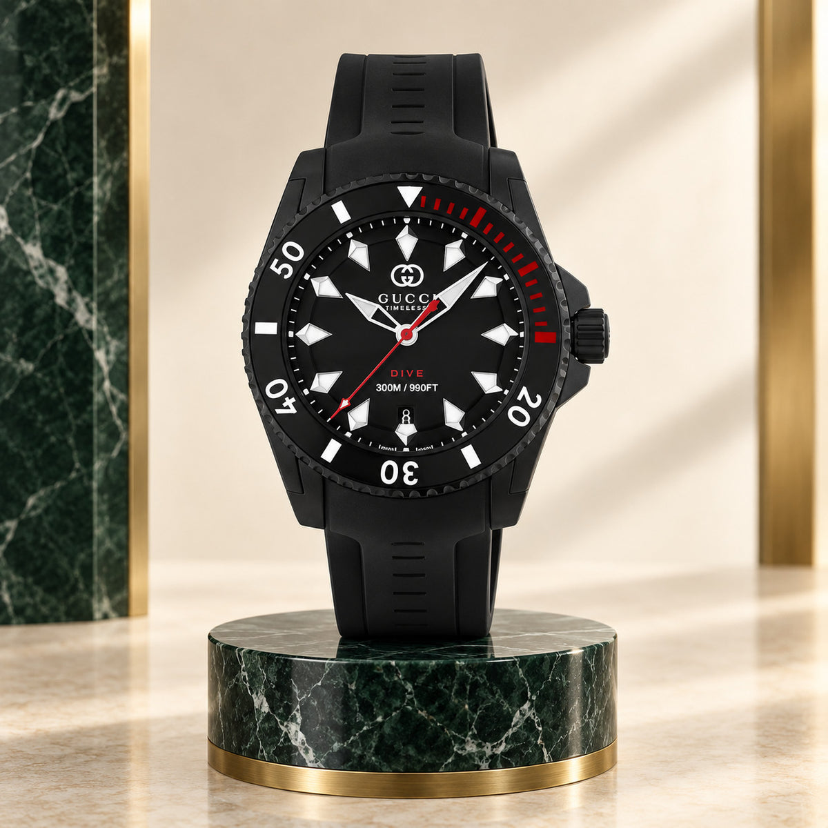 Gucci Dive 40 mm Black with red accents Watch – YA136361