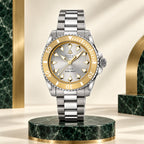 Gucci Dive 40 mm Silver sunburst with gold-tone accents Watch – YA136357