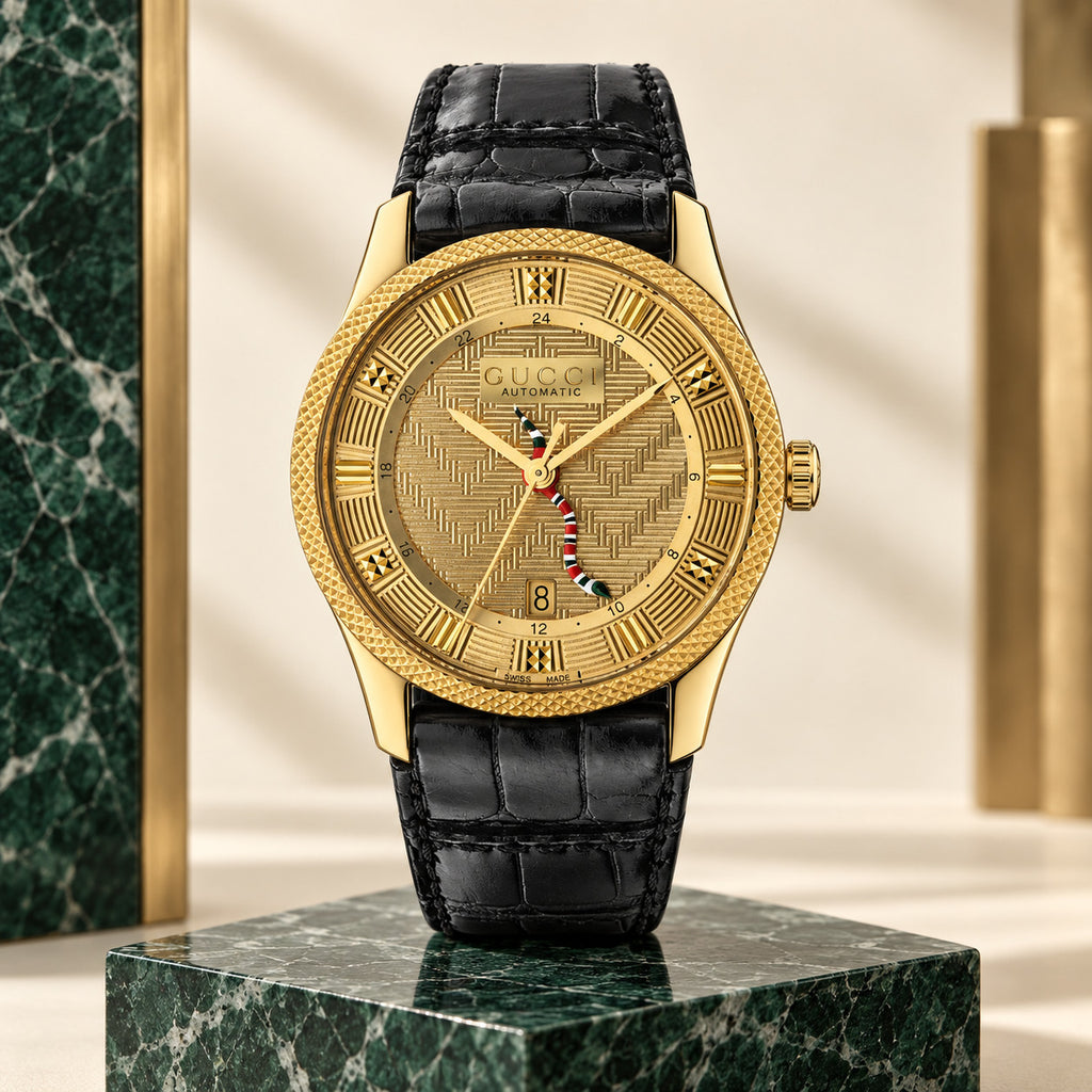 Gucci Eryx GMT 40 mm Engraved champagne-gold Watch – YA126342