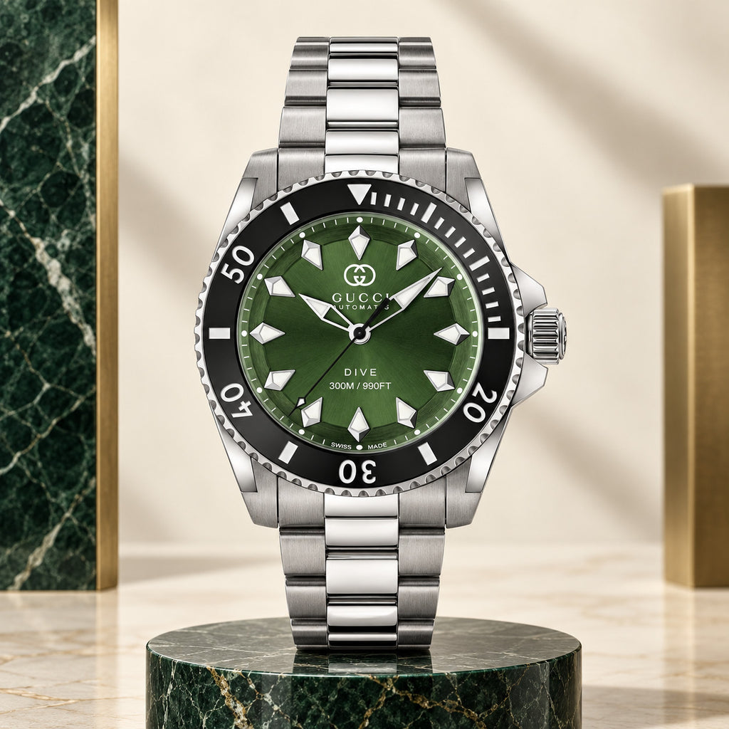 Gucci Dive 40 mm Green sunburst Watch – YA136363