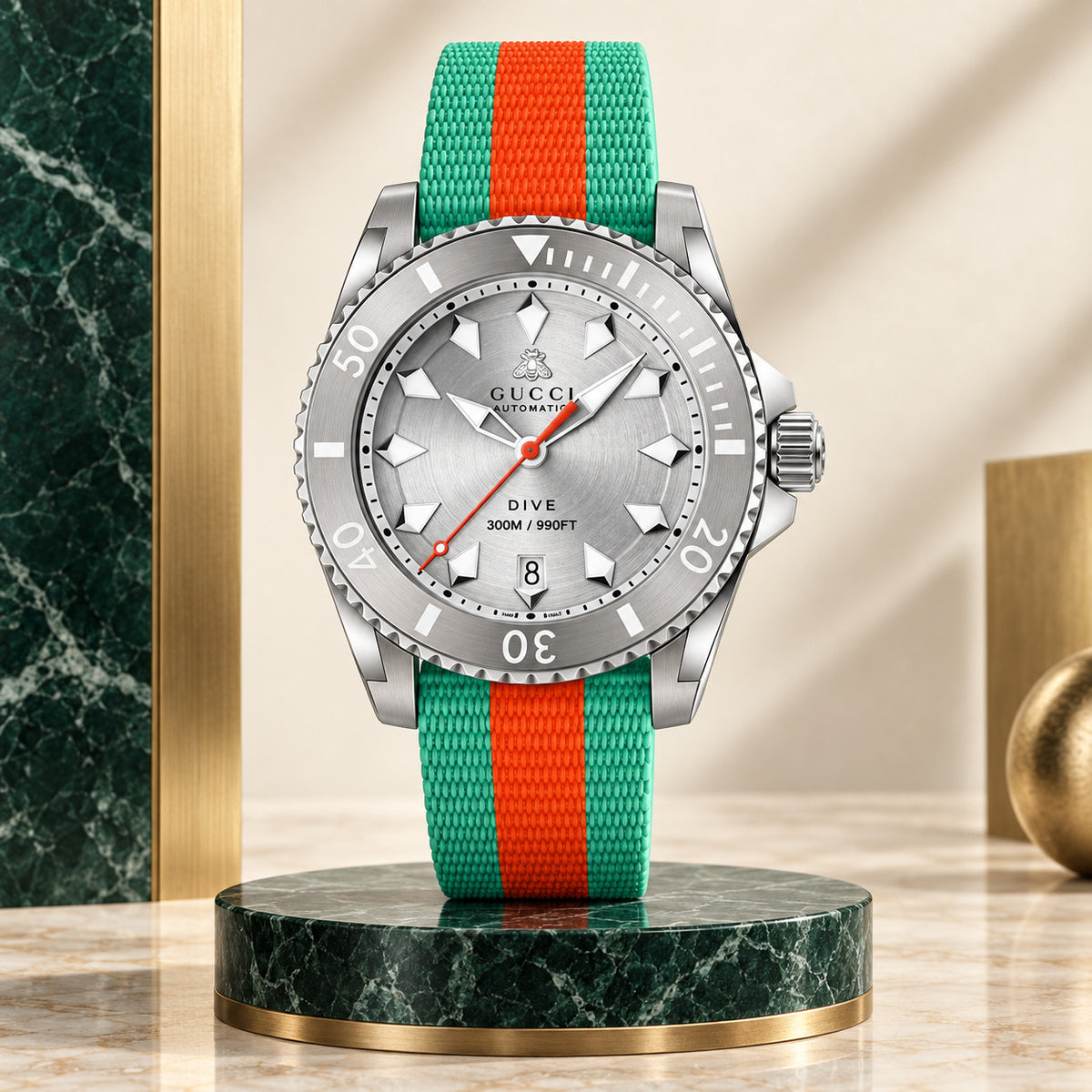 Gucci Dive 40 mm Zilver zonnestraalhorloge – YA136351
