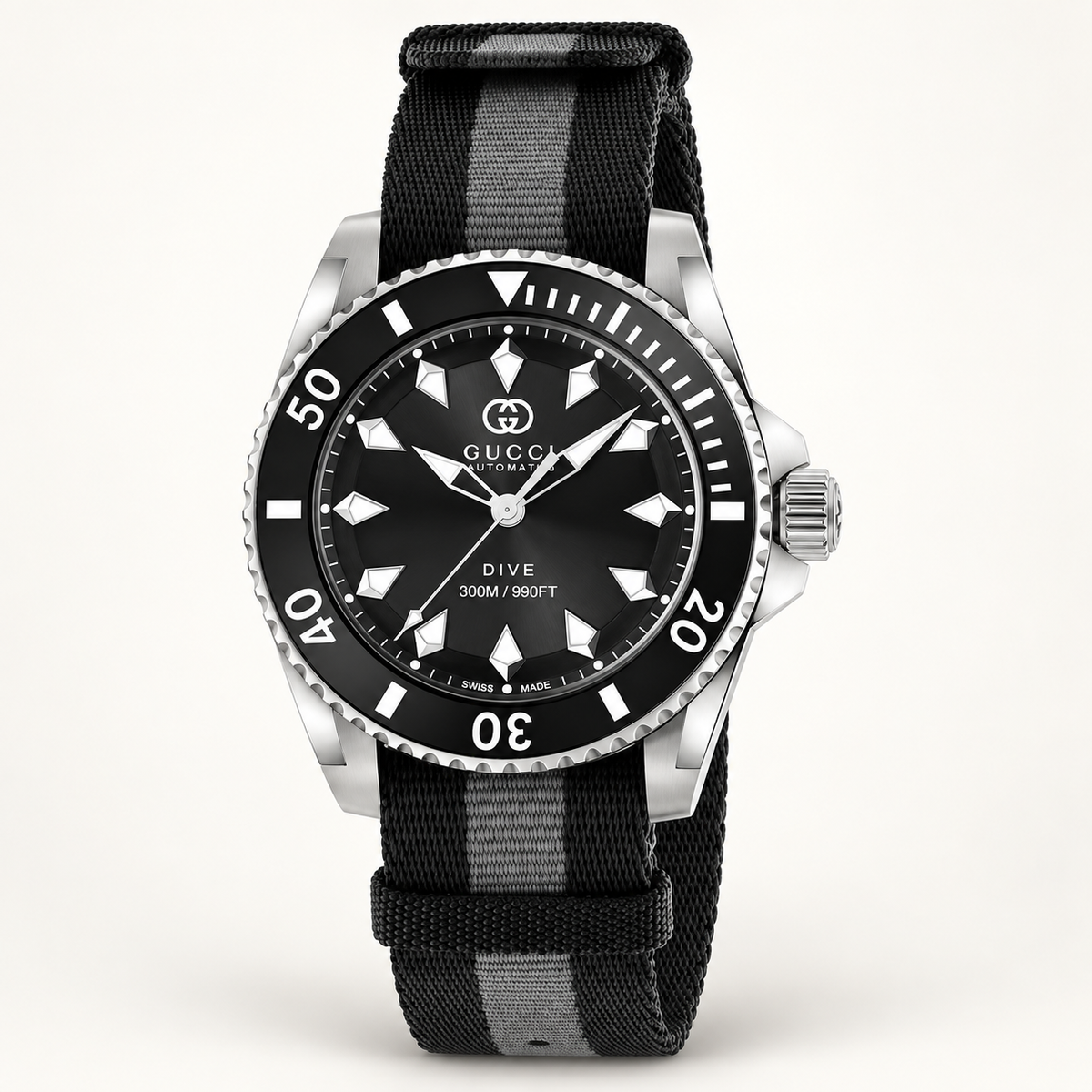 Gucci Dive Automatic 40 mm zwart nylon herenhorloge – YA136365