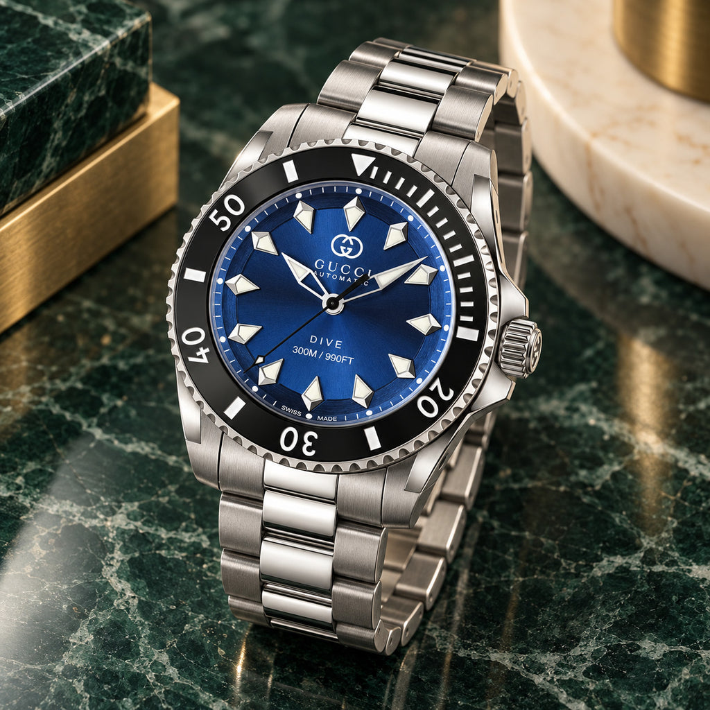 Gucci Dive 40 mm Blue sunburst Watch – YA136362