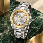 Gucci Dive 40 mm Silver sunburst with gold-tone accents Watch – YA136357