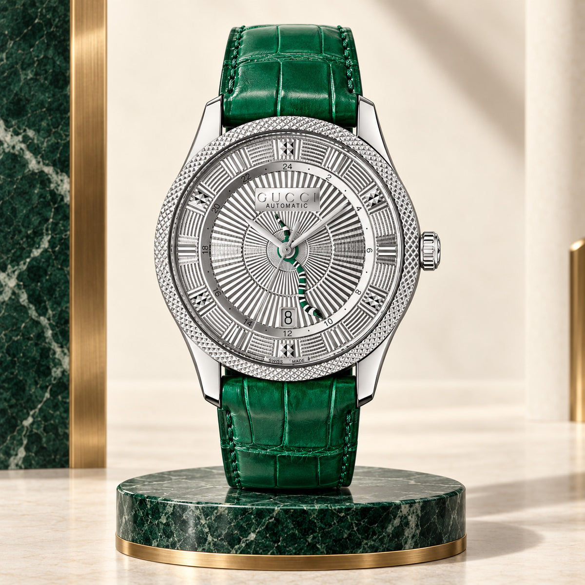 Gucci Eryx GMT 40 mm Engraved silver Watch – YA126344
