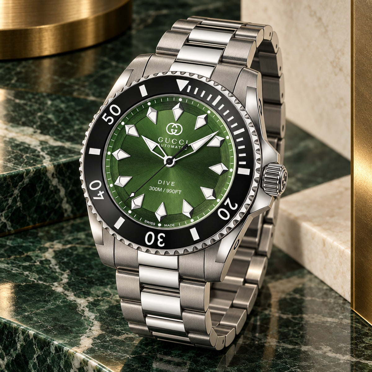 Gucci Dive 40 mm Green sunburst Watch – YA136363
