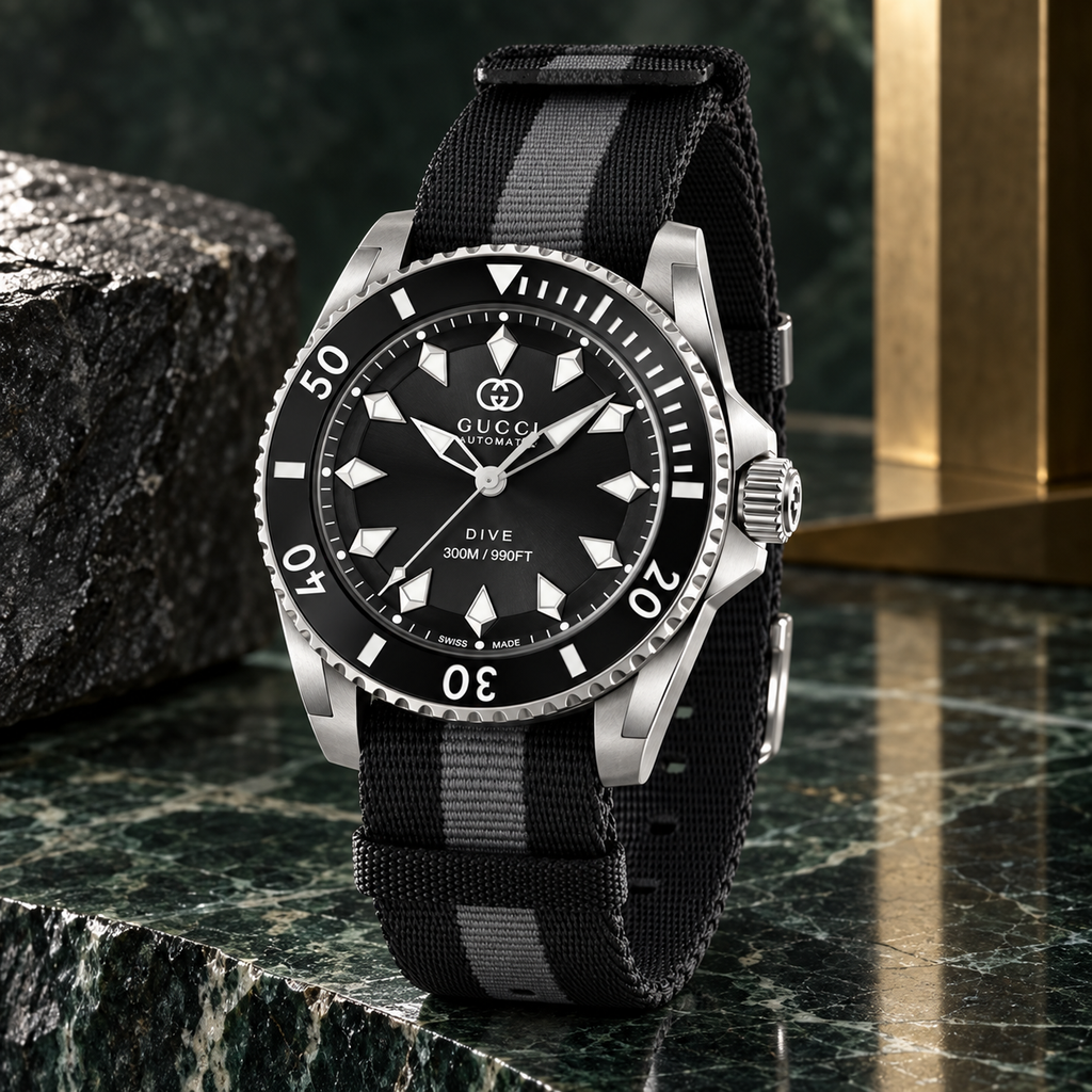 Gucci Dive Automatic 40mm Black Nylon Men’s Watch – YA136365