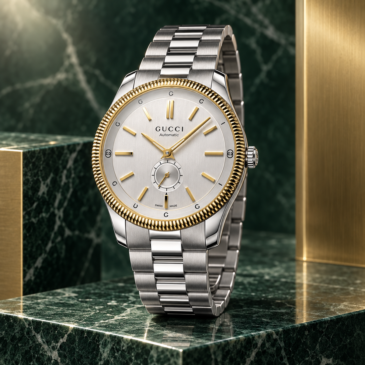 Gucci G-Timeless Automatic 40mm Two-Tone Silver Dial Men’s Watch – YA126390