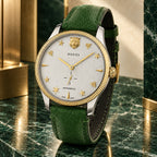 Gucci G-Timeless Small Seconds 40 mm White guilloche with gold feline, bee and star motifs Watch – YA126363