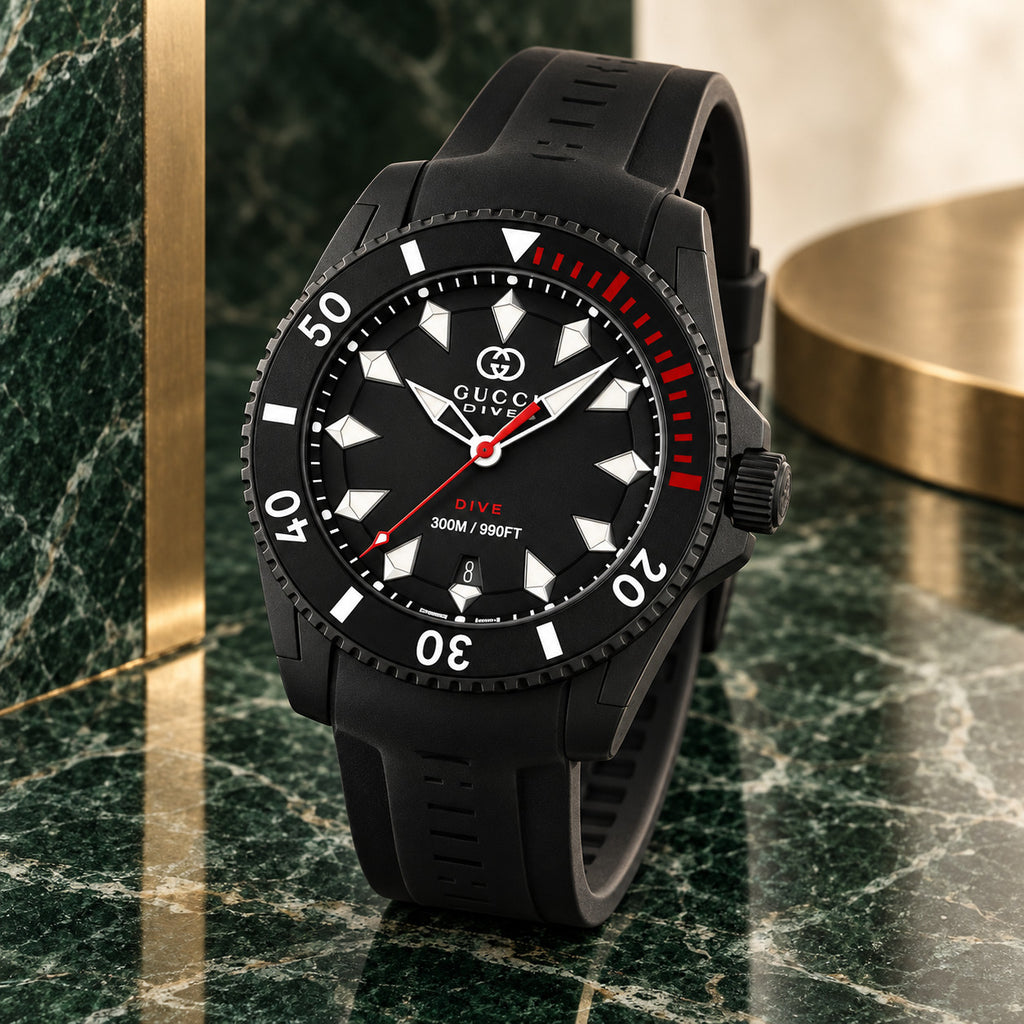Gucci Dive 40 mm Black with red accents Watch – YA136361