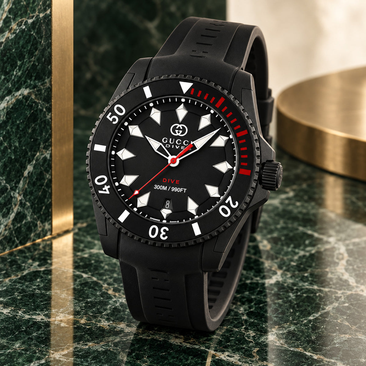 Gucci Dive 40 mm Black with red accents Watch – YA136361