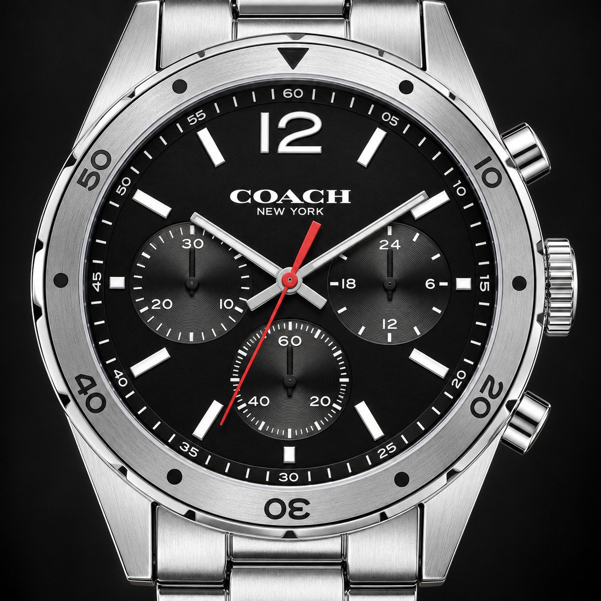 Coach Sullivan Sport men's chronograph 14602034 dial macro