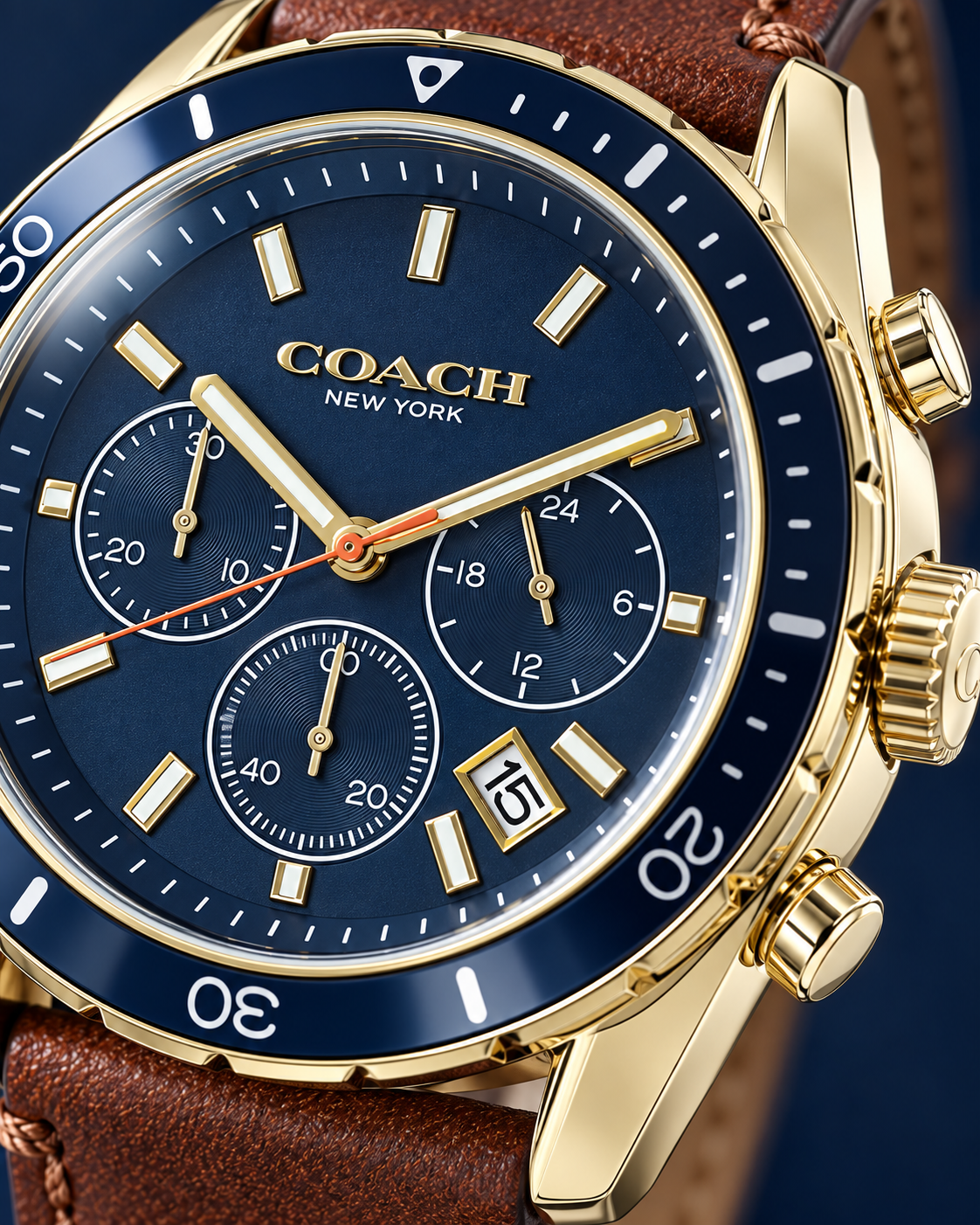 Coach Preston men's chronograph 14602513 dial macro
