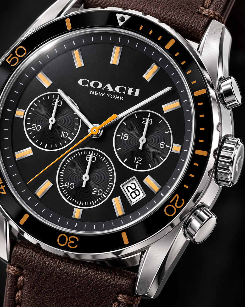 Coach Preston men's chronograph 14602514 dial macro