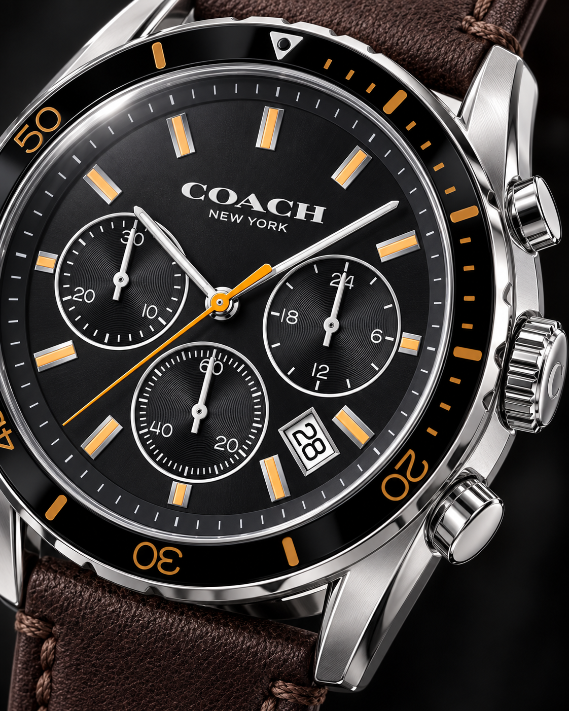 Coach Preston men's chronograph 14602514 dial macro