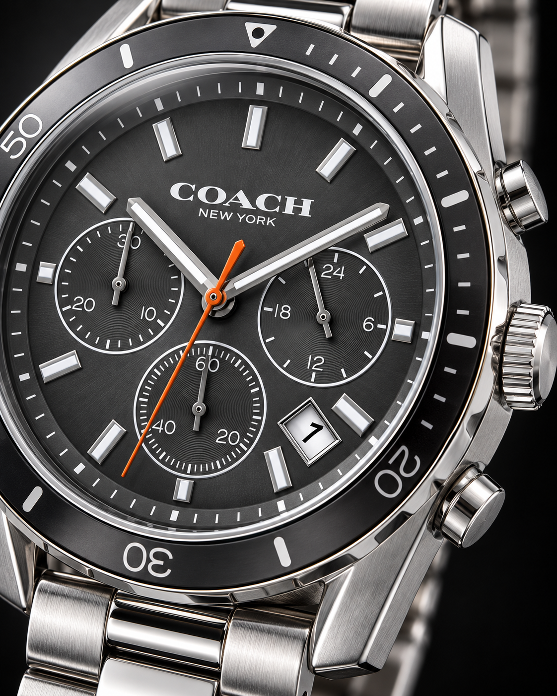 Coach Preston men's chronograph 14602515 dial macro