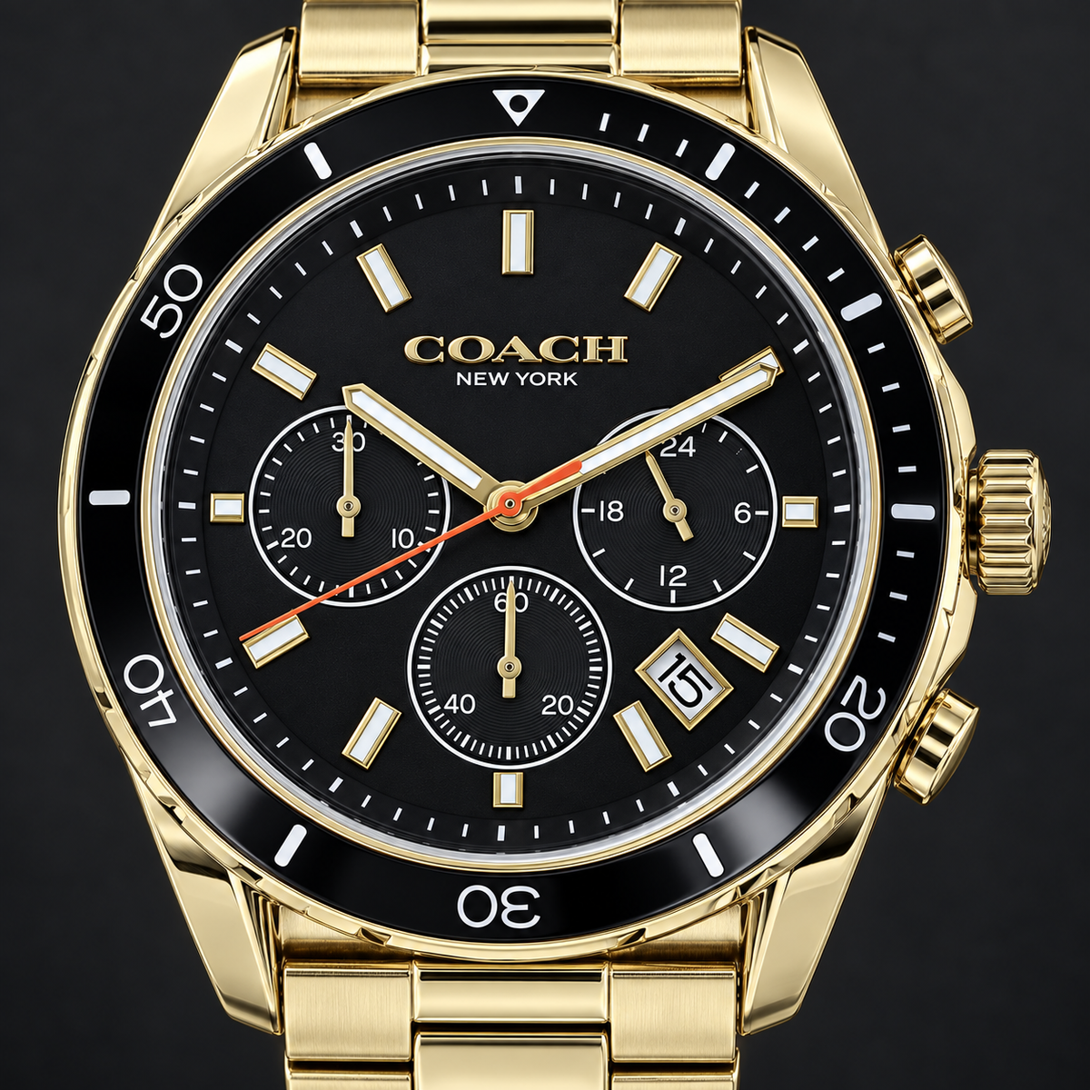 Coach Preston men's chronograph 14602517 dial macro