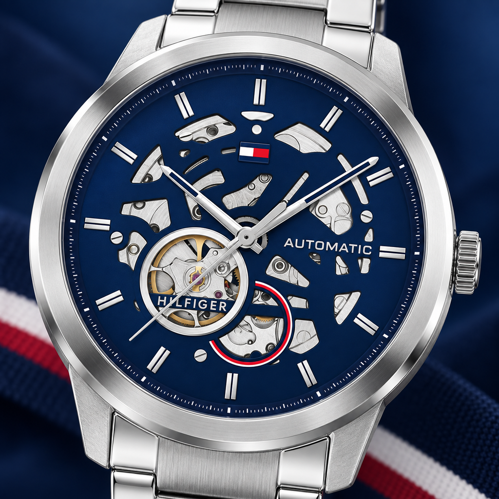 Tommy Hilfiger Henry Automatic 1710661 skeleton dial macro