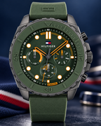 Tommy Hilfiger Morgan Men's Multifunction Watch – Green Silicone Strap, 48mm – 1710688 – Dial macro