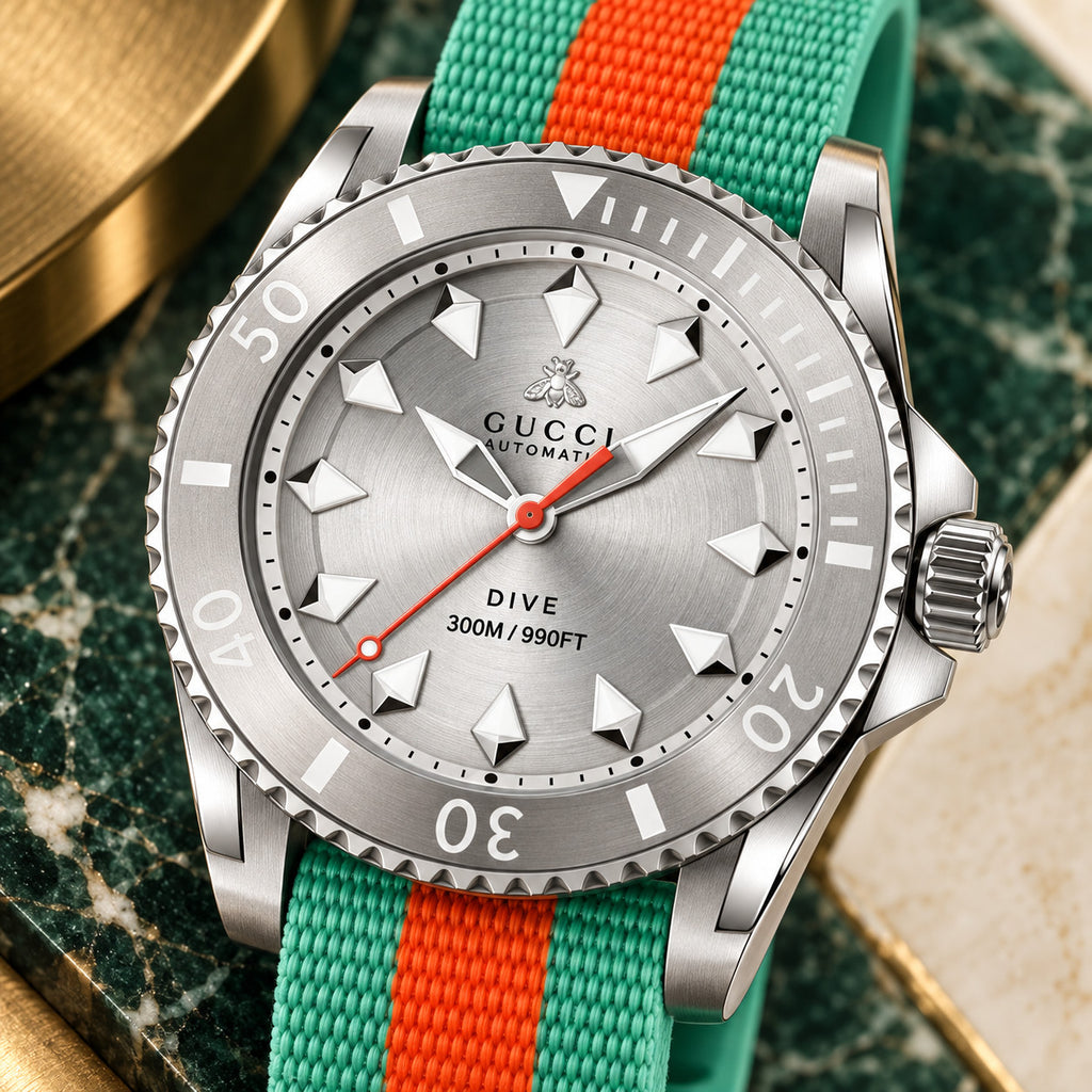 Gucci Dive 40 mm Silver sunburst Watch – YA136351