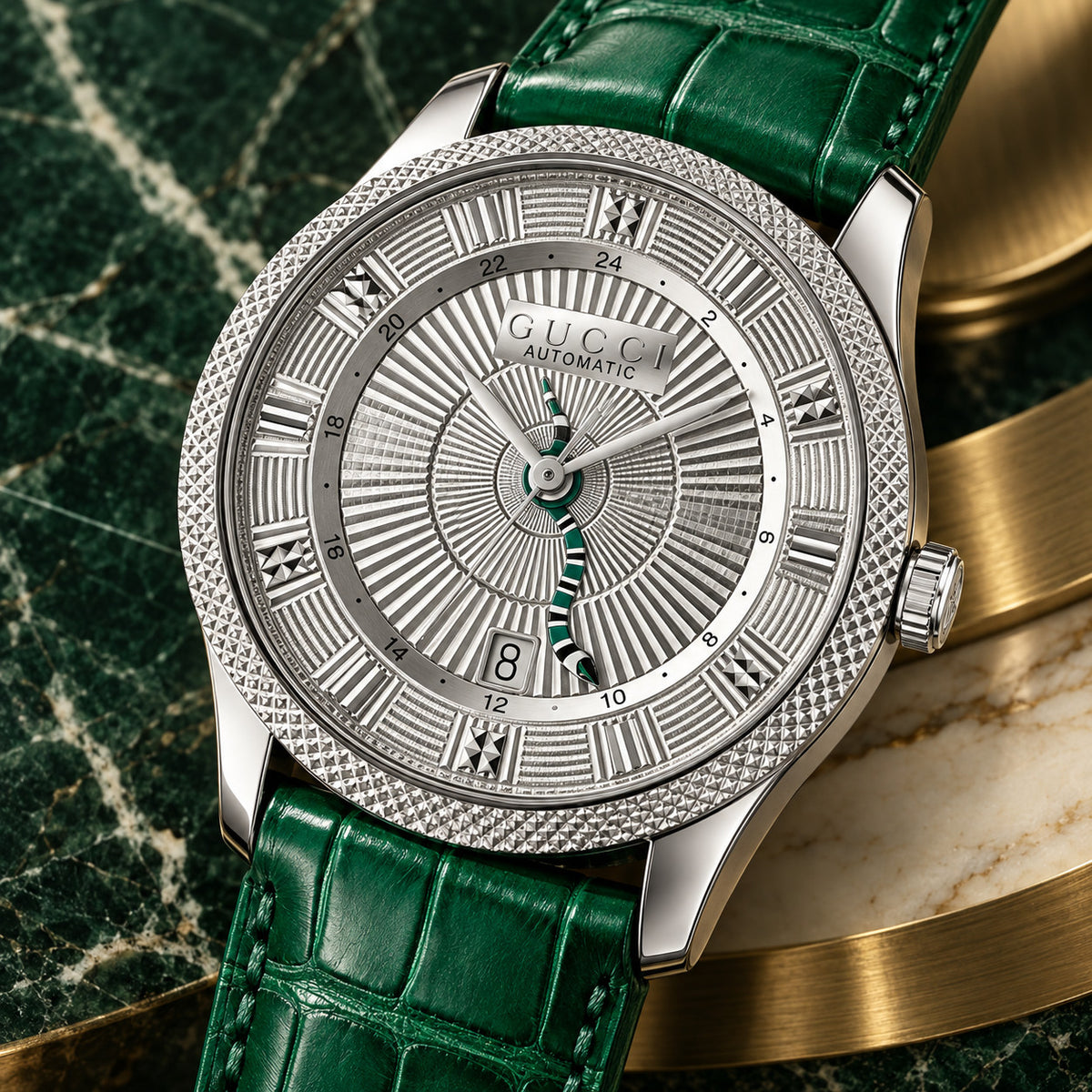 Gucci Eryx GMT 40 mm Engraved silver Watch – YA126344