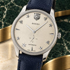 Gucci G-Timeless Small Seconds 40 mm White guilloche with feline, bee and star motifs Watch – YA126362