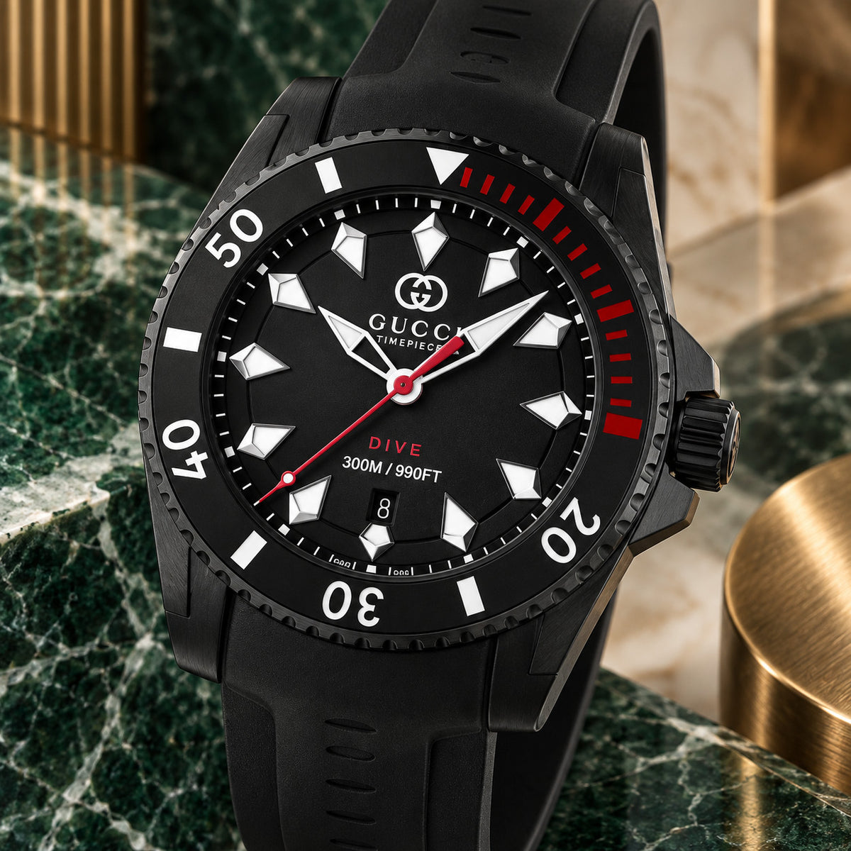 Gucci Dive 40 mm Black with red accents Watch – YA136361