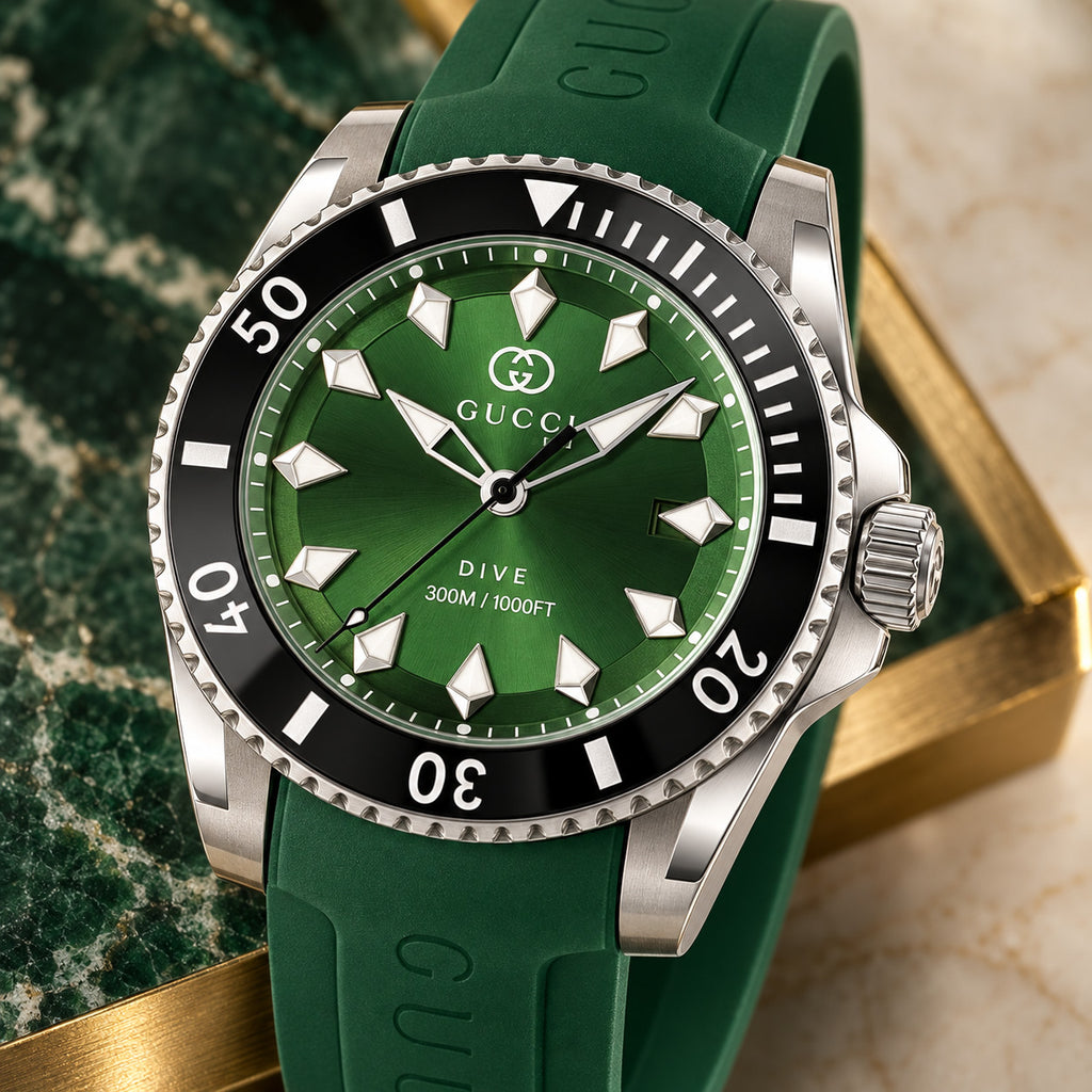 Gucci Dive 40 mm Green sunburst Watch – YA136360