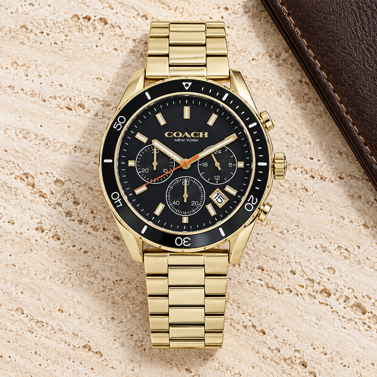 Coach Preston men's chronograph 14602517 luxury flat lay