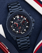 Tommy Hilfiger Morgan Men's Multifunction Watch – Navy Steel Bracelet, 48mm – 1710691 – Premium flatlay