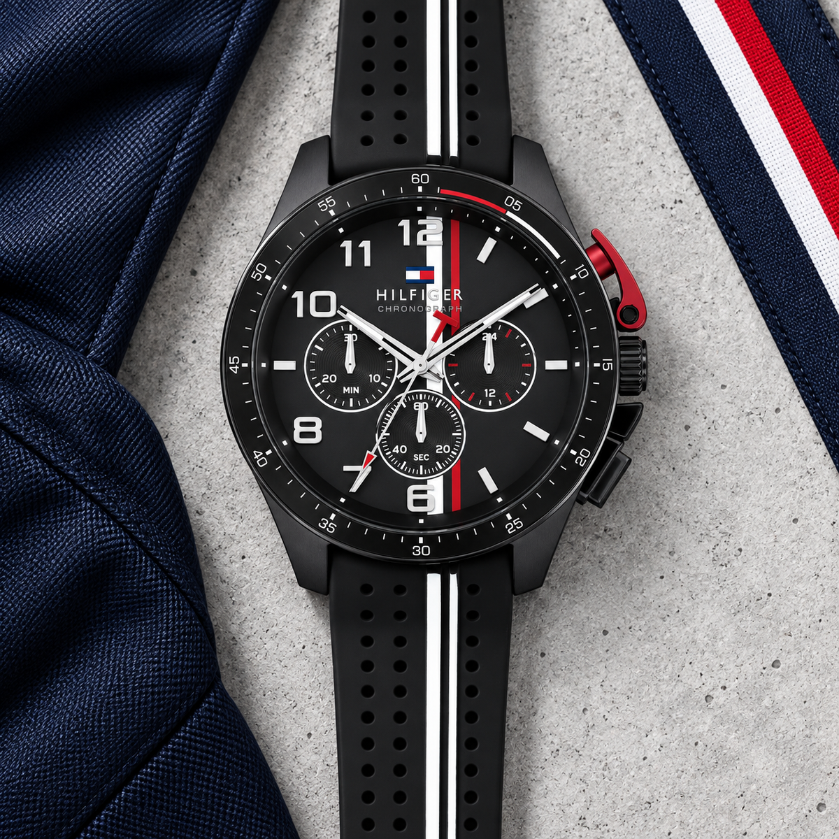 Tommy Hilfiger Bank Chronograph 1792168 luxury flatlay