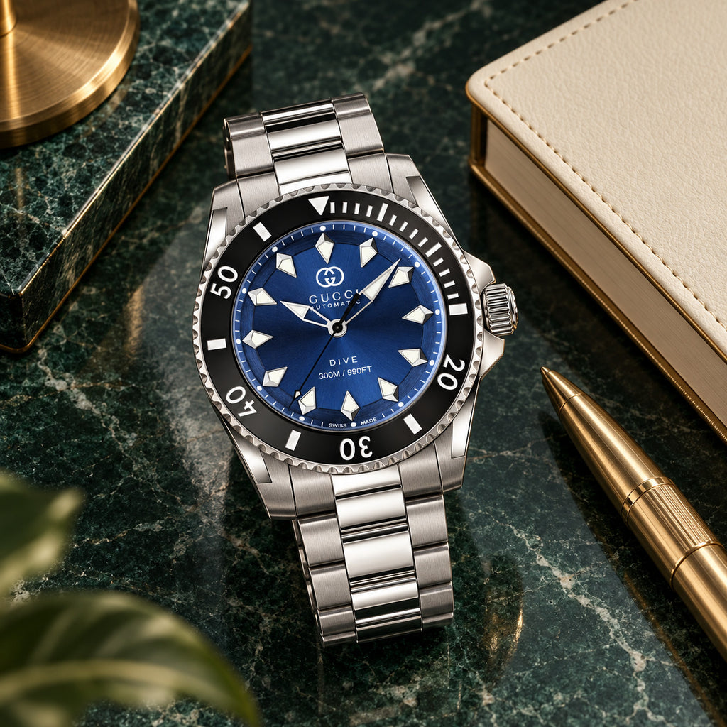 Gucci Dive 40 mm Blue sunburst Watch – YA136362