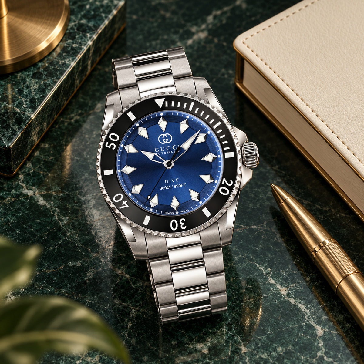 Gucci Dive 40 mm Blue sunburst Watch – YA136362
